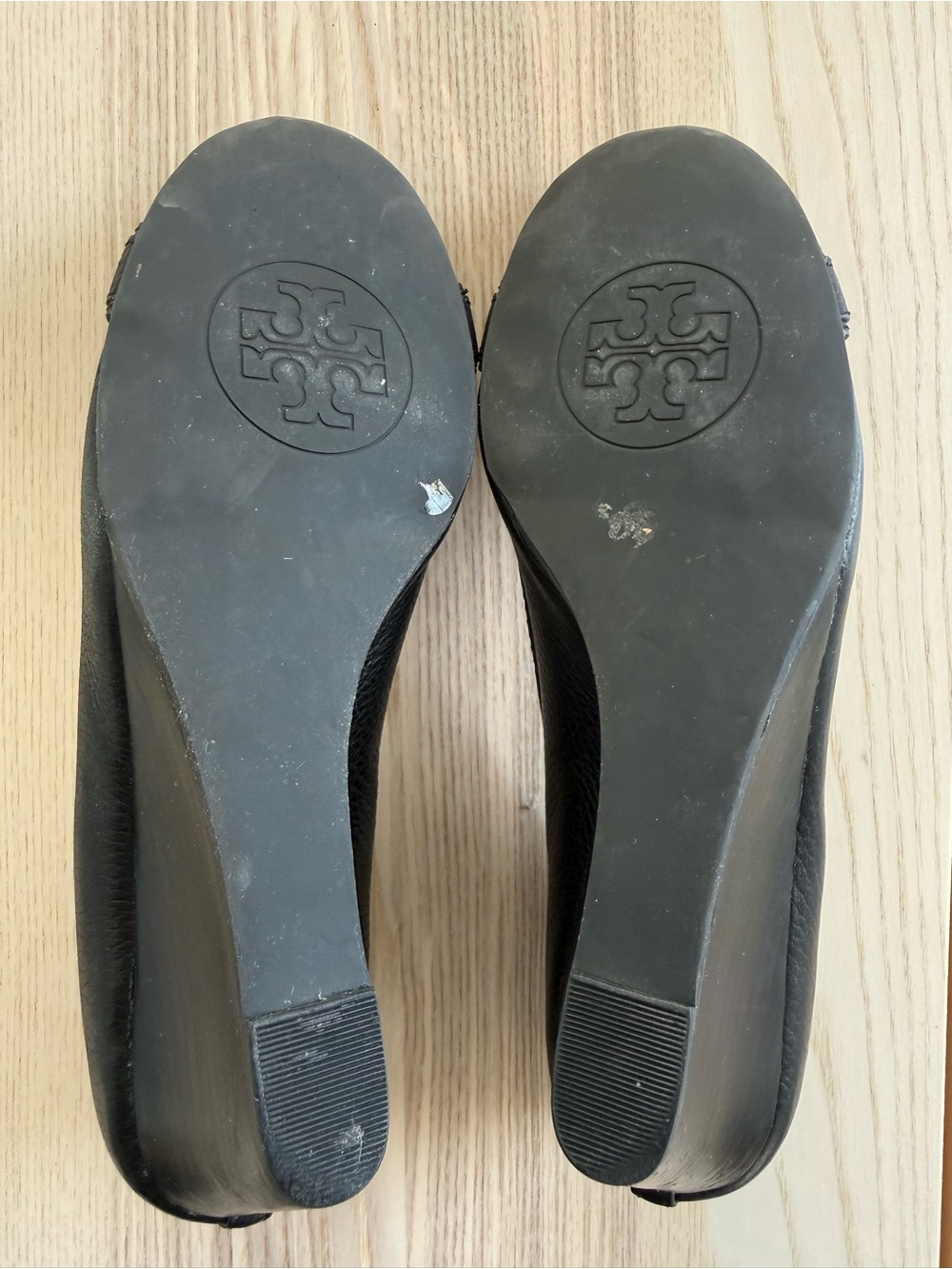 Tory Burch Black Leather Wedge Heels